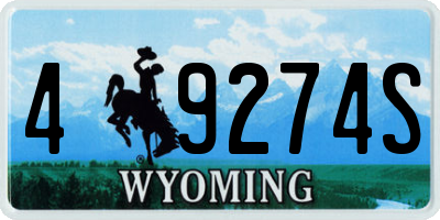 WY license plate 49274S