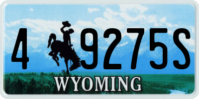 WY license plate 49275S
