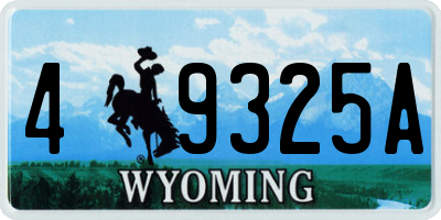 WY license plate 49325A