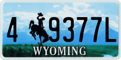 WY license plate 49377L