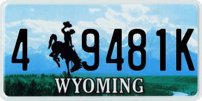 WY license plate 49481K