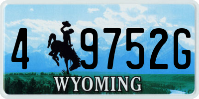 WY license plate 49752G