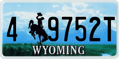 WY license plate 49752T