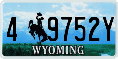 WY license plate 49752Y
