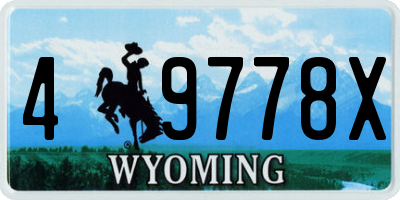 WY license plate 49778X