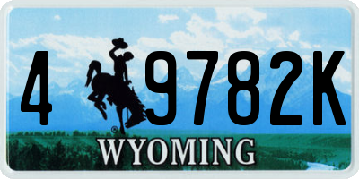 WY license plate 49782K