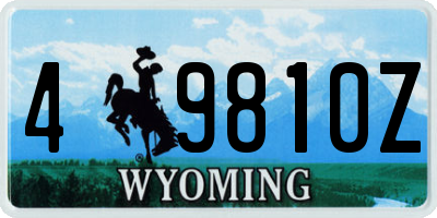 WY license plate 49810Z
