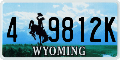 WY license plate 49812K