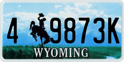 WY license plate 49873K