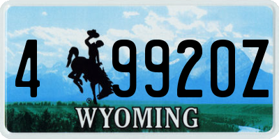 WY license plate 49920Z