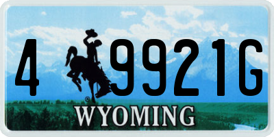 WY license plate 49921G