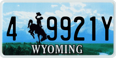 WY license plate 49921Y