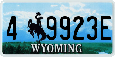 WY license plate 49923E
