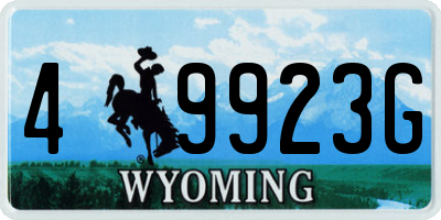 WY license plate 49923G