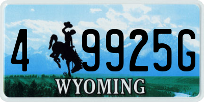 WY license plate 49925G
