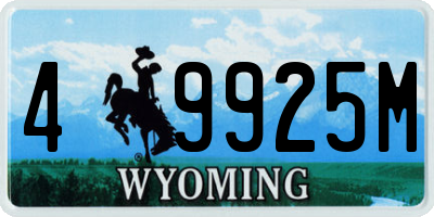 WY license plate 49925M