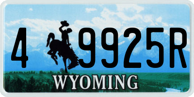 WY license plate 49925R