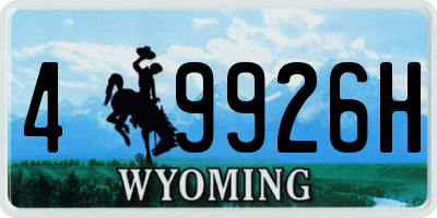 WY license plate 49926H