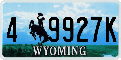 WY license plate 49927K