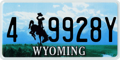 WY license plate 49928Y