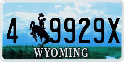 WY license plate 49929X