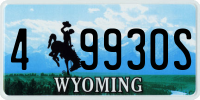 WY license plate 49930S