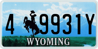 WY license plate 49931Y