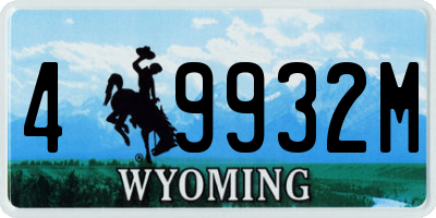WY license plate 49932M