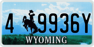 WY license plate 49936Y