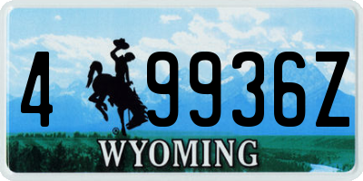 WY license plate 49936Z