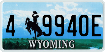 WY license plate 49940E