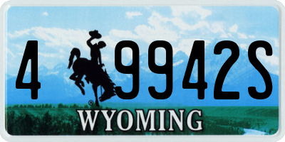 WY license plate 49942S