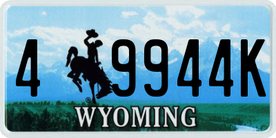 WY license plate 49944K