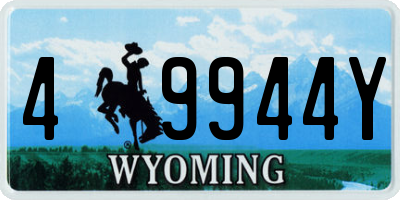 WY license plate 49944Y