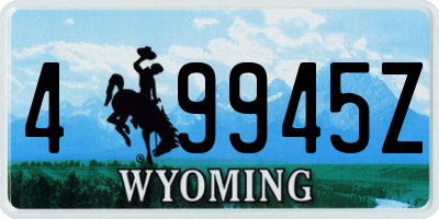 WY license plate 49945Z