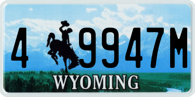 WY license plate 49947M