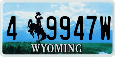 WY license plate 49947W
