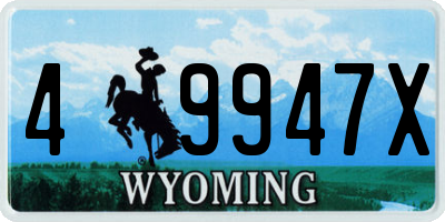 WY license plate 49947X
