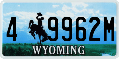 WY license plate 49962M
