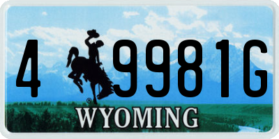 WY license plate 49981G