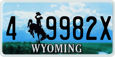WY license plate 49982X