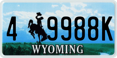 WY license plate 49988K