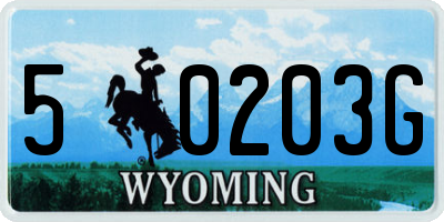 WY license plate 50203G