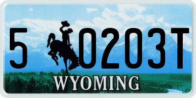 WY license plate 50203T