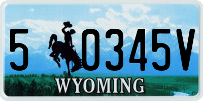 WY license plate 50345V