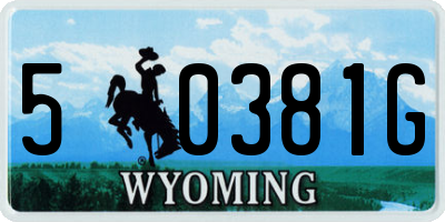 WY license plate 50381G