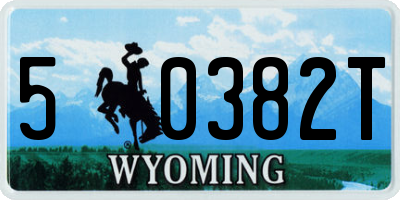 WY license plate 50382T