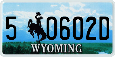 WY license plate 50602D