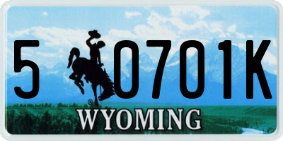 WY license plate 50701K