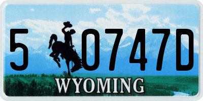 WY license plate 50747D